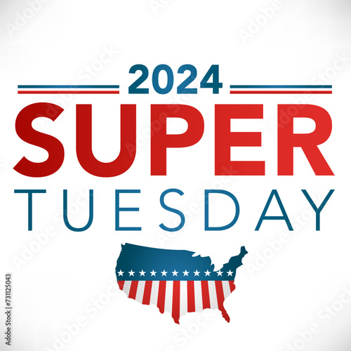 2024 Super Tuesday Banner - Vote, Government, and Patriotic Symbolism and Colors - Red White and Blue