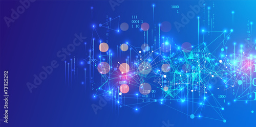 Big Data. Abstract digital futuristic vector illustration on technology background. Data mining and management concept. Hand drawn art.