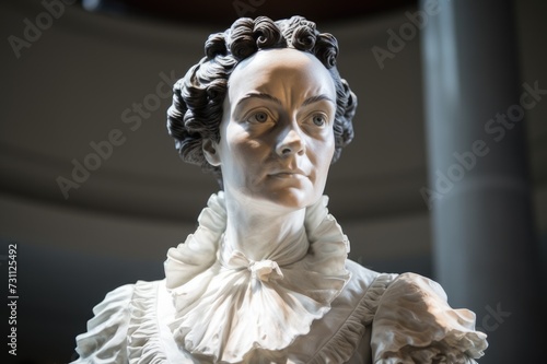 Abigail Adams statue with black hair. photo