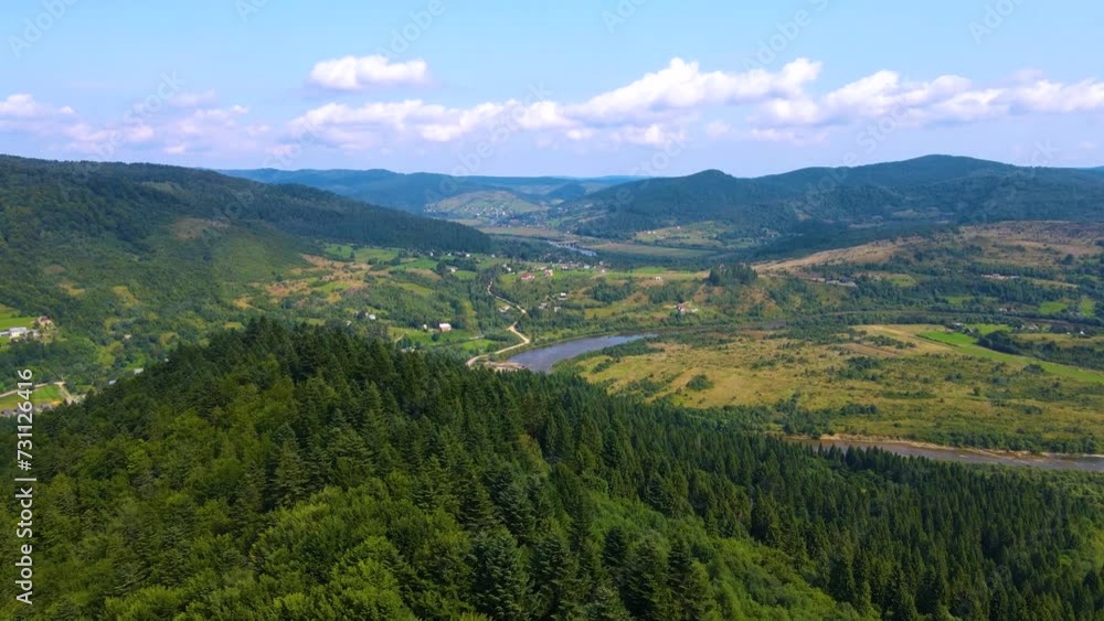 Drone flying over Blauen mountain at Belchen, Black Forest, Germany Drone flying over Blauen mountain at Belchen, Black Forest, Germany