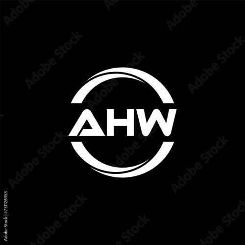 AHW letter logo design with black background in illustrator, cube logo, vector logo, modern alphabet font overlap style. calligraphy designs for logo, Poster, Invitation, etc.