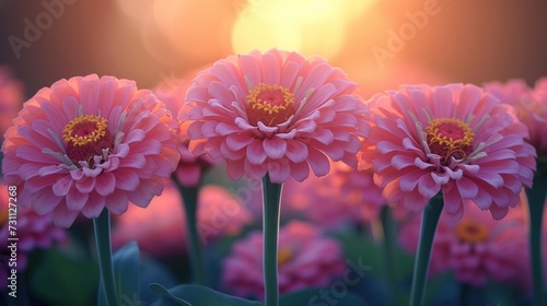 a close up of pink flowers with the sun shining in the background and a blurry image in the foreground. photo
