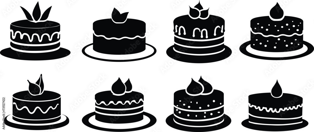 Cake silhouettes set. Vector illustration Cake silhouettes set. Vector illustration