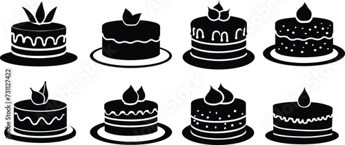Cake silhouettes set. Vector illustration
