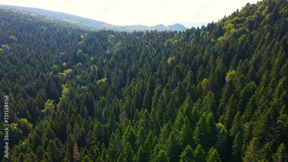 Drone flying over Blauen mountain at Belchen, Black Forest, Germany Drone flying over Blauen mountain at Belchen, Black Forest, Germany