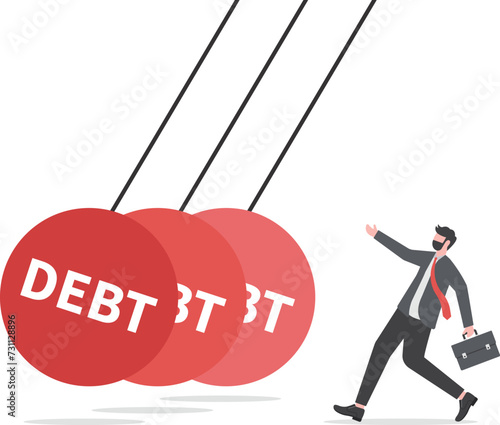 Business team with huge debt . Implications for business concept

