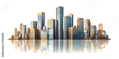 Modern buildings and cities on transparent background PNG #731130209
