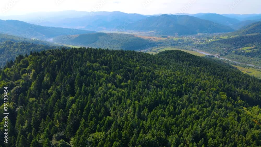 Drone flying over Blauen mountain at Belchen, Black Forest, Germany Drone flying over Blauen mountain at Belchen, Black Forest, Germany