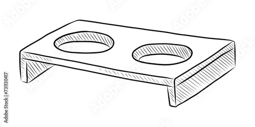 BLACK AND WHITE VECTOR DRAWING OF A PET BOWL