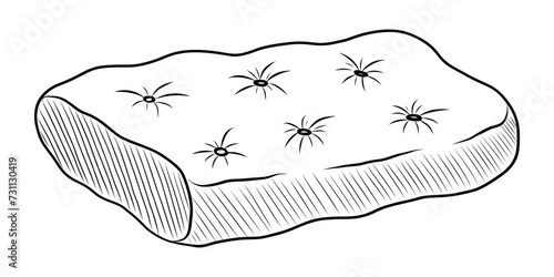 BLACK AND WHITE VECTOR DRAWING OF A BED FOR A PET