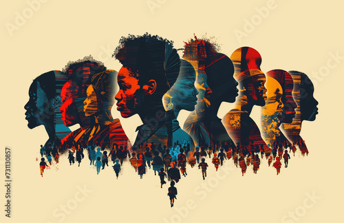 an illustration of african-American Women showcasing a diversity and unity of people and experiences