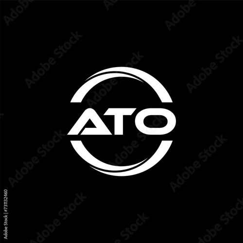 ATO letter logo design with black background in illustrator, cube logo, vector logo, modern alphabet font overlap style. calligraphy designs for logo, Poster, Invitation, etc.