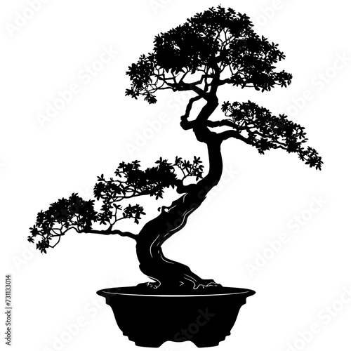 Silhouette bonsai tree black color only