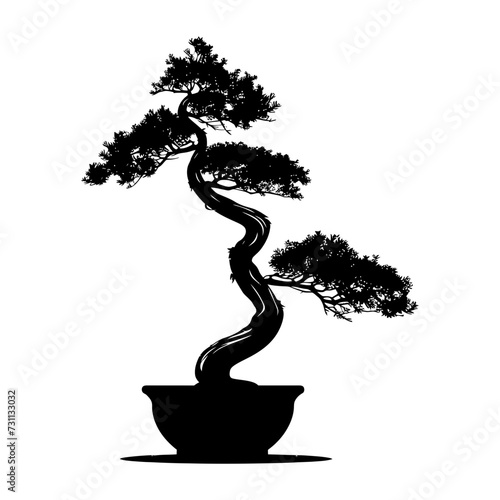 Silhouette bonsai tree black color only