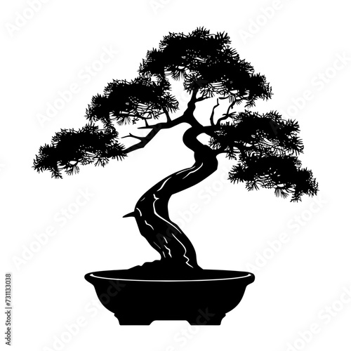 Silhouette bonsai tree black color only