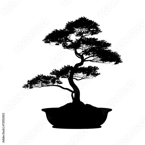 Silhouette bonsai tree black color only