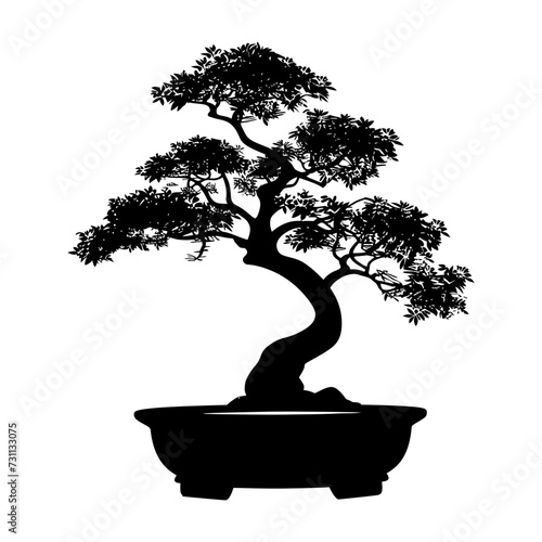 Silhouette bonsai tree black color only