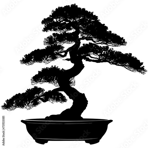 Silhouette bonsai tree black color only