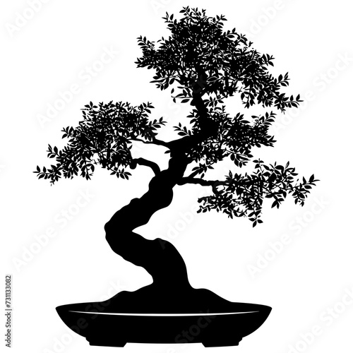Silhouette bonsai tree black color only