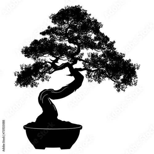 Silhouette bonsai tree black color only