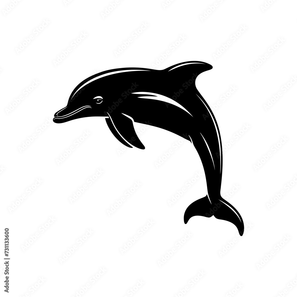 Fototapeta premium Silhouette dolphin black color only