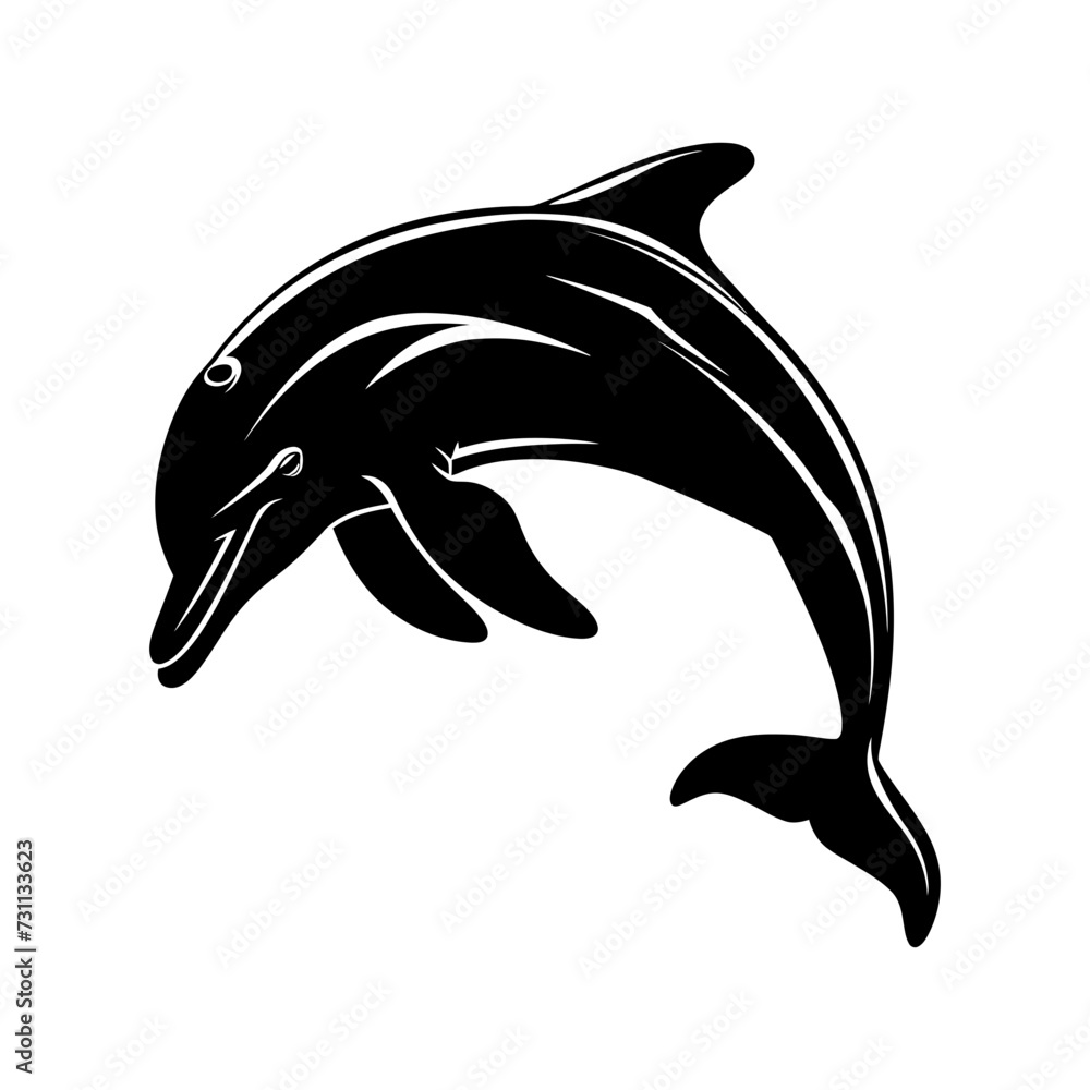 Fototapeta premium Silhouette dolphin black color only