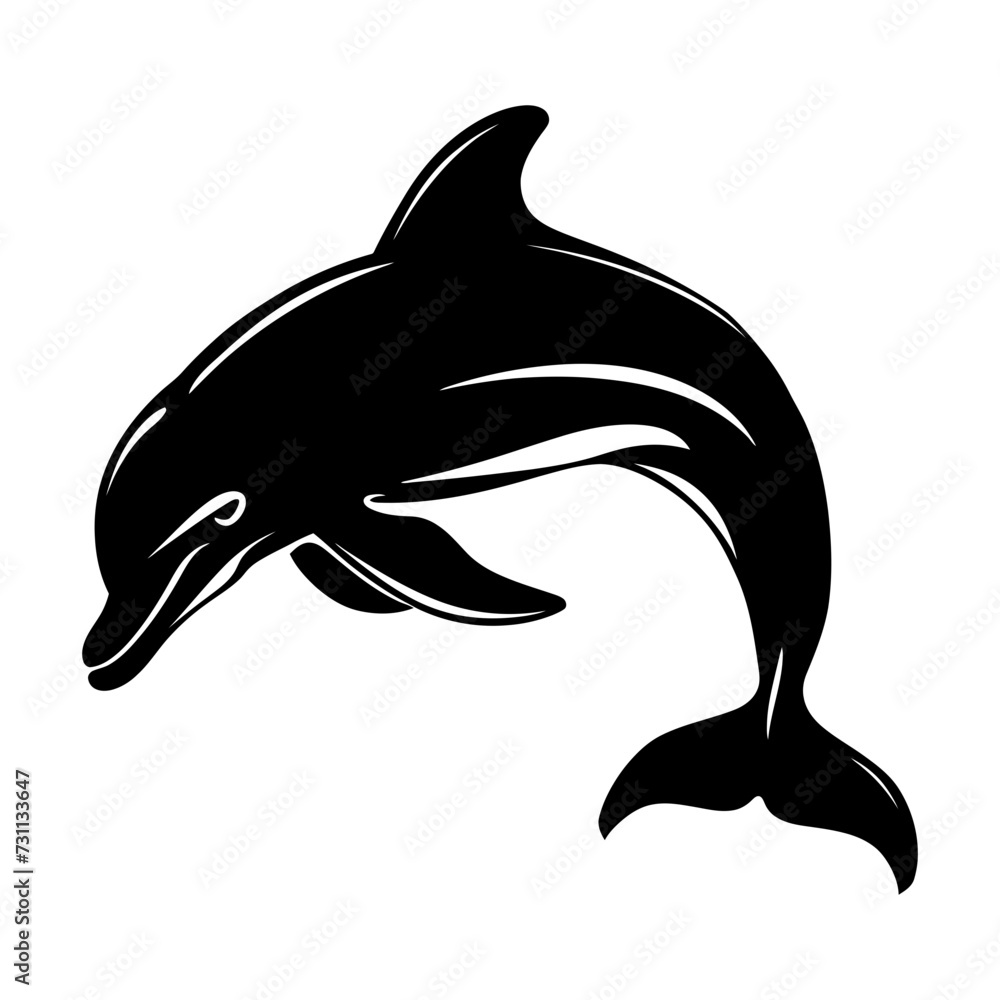 Fototapeta premium Silhouette dolphin black color only