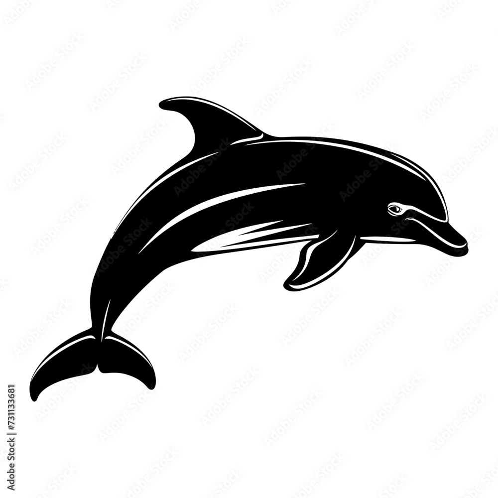 Naklejka premium Silhouette dolphin black color only