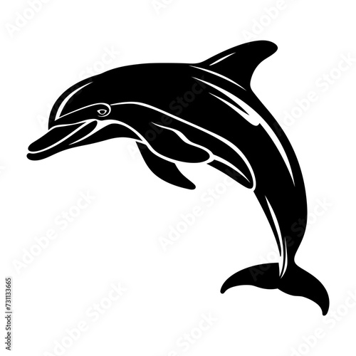 Silhouette dolphin black color only
