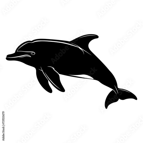 Silhouette dolphin black color only