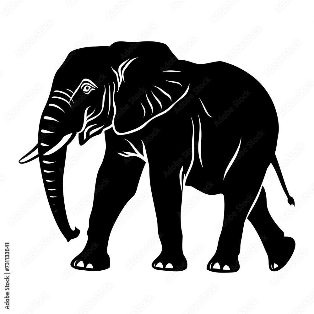 Obraz premium Silhouette elephant black color only full body