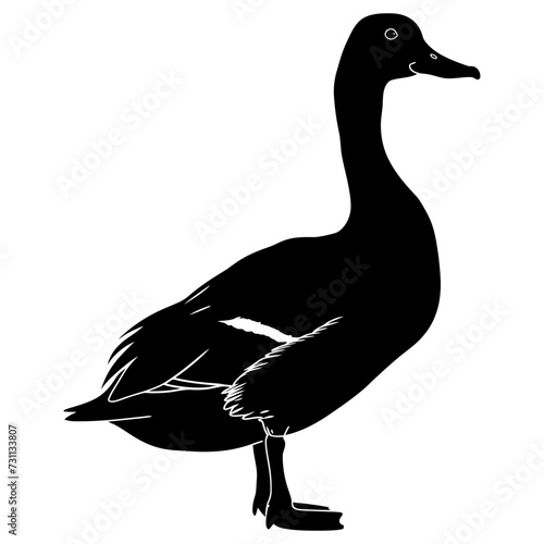 Silhouette duck black color only full body