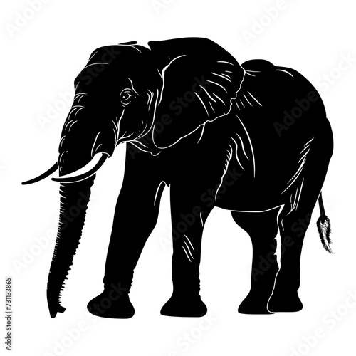 Silhouette elephant black color only full body