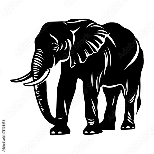 Silhouette elephant black color only full body