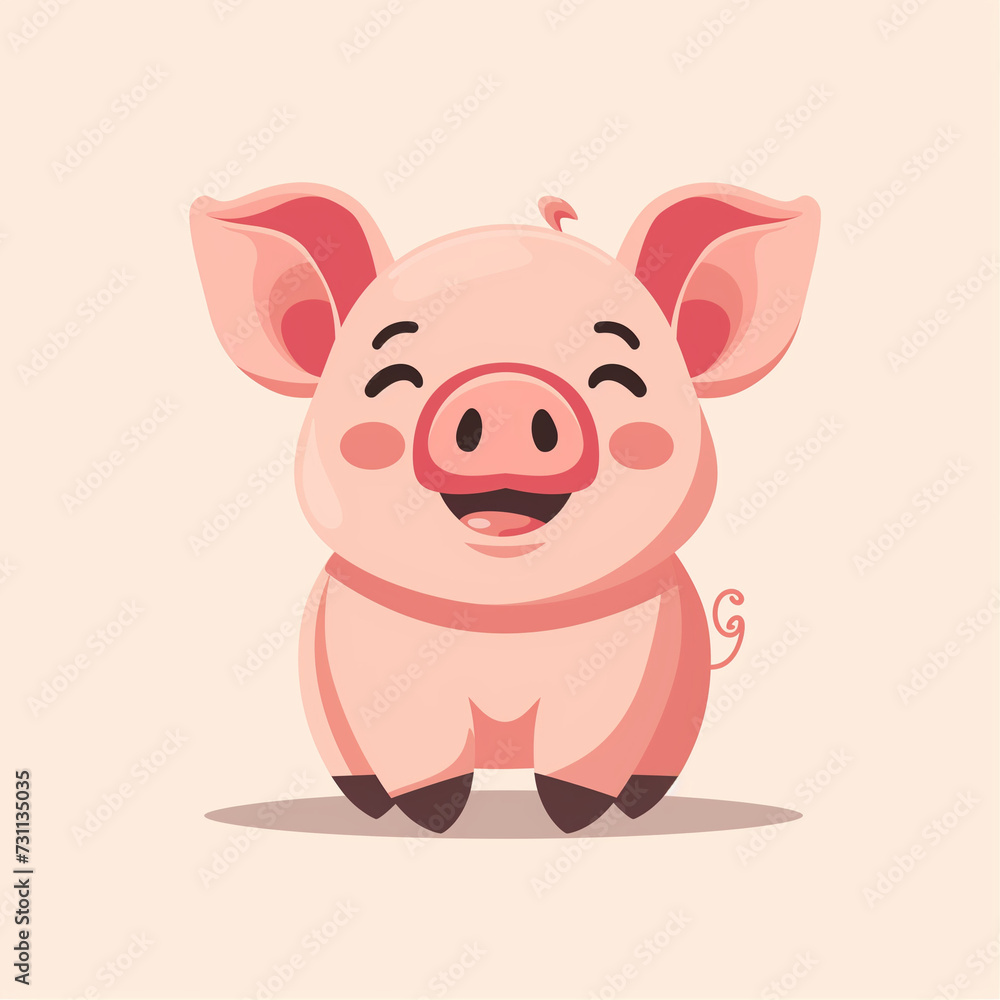 Cheerful Pig: Cute Vector Illustration