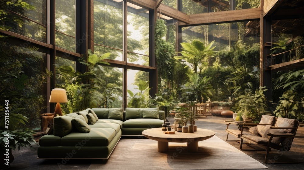 a contemporary indoor space with greenery