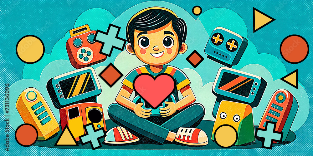 Vintage retro gamepad concept and retro style background with boys' childhood pleasure. 90s Games, Retro, Gaming, Video Game Competitions, Website, Game Industry, Illustration