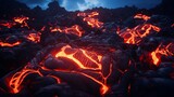 Fiery spectacle of swirling magma and electrifying energy in mesmerizing lava vortex