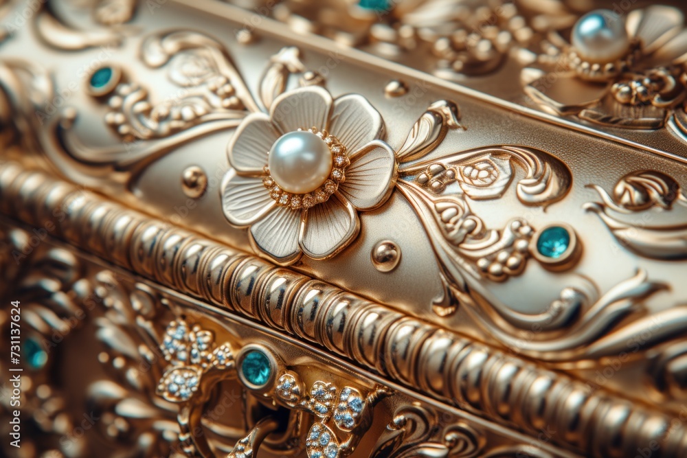 A Close Up of a Gold and Blue Box A Close Up of a Gold and Blue Box