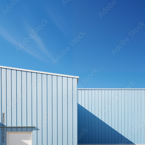 Minimal building with blue sky, Abstract background.
