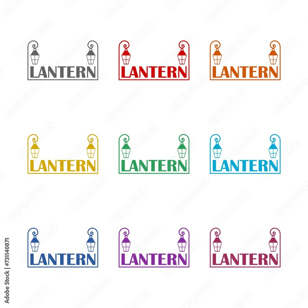Lantern logo icon isolated on white background. Set icons colorful