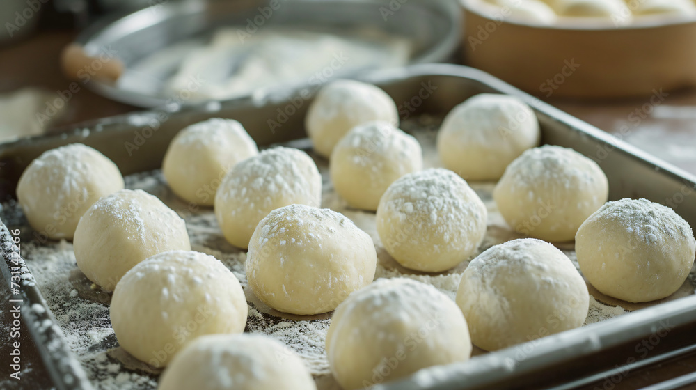 dough balls in a pan dough balls in a pan