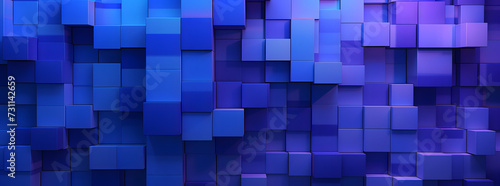 a blue and purple background made of blocks and tiles, in the style of three-dimensional effects, shaped canvas