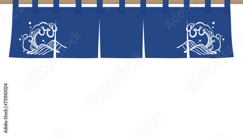 のれんのイラスト素材_和風の波の背景