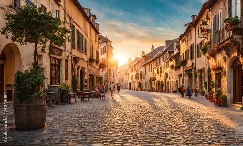 A photo capturing the essence of travel and vacation, warm golden hour light washing