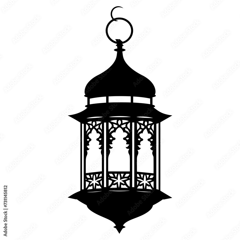 Silhouette ramadan lantern black color only