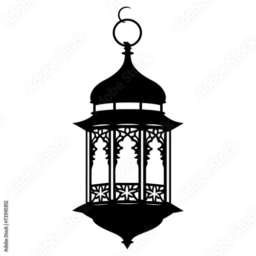Silhouette ramadan lantern black color only