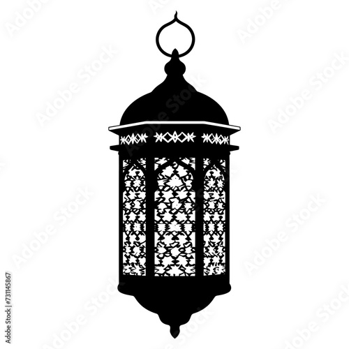 Silhouette ramadan lantern black color only