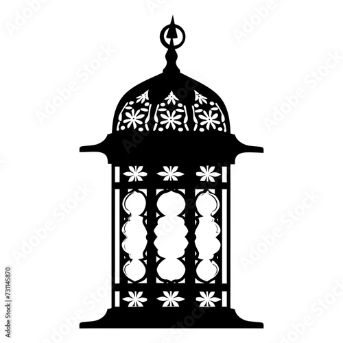 Silhouette ramadan lantern black color only