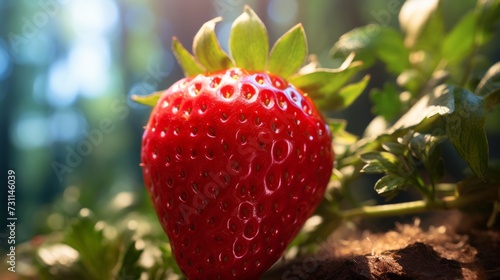 strawberry in the field, macro shot, shallow depth of field